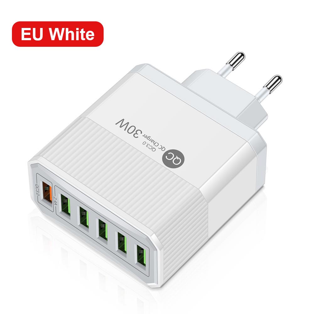 

30W 6-Port QC3.0 Multi-Standard Fast Charger (EU/US/UK/KR Plugs)