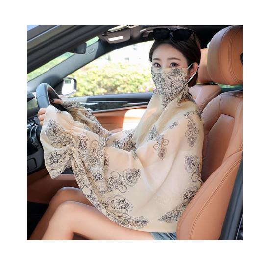 

Солнцезащитная шаль-куртка Солнцезащитная свободная шифоновая рубашка Активный отдых на природе Велоспорт Летняя накидка с принтом и защитой лица хаки