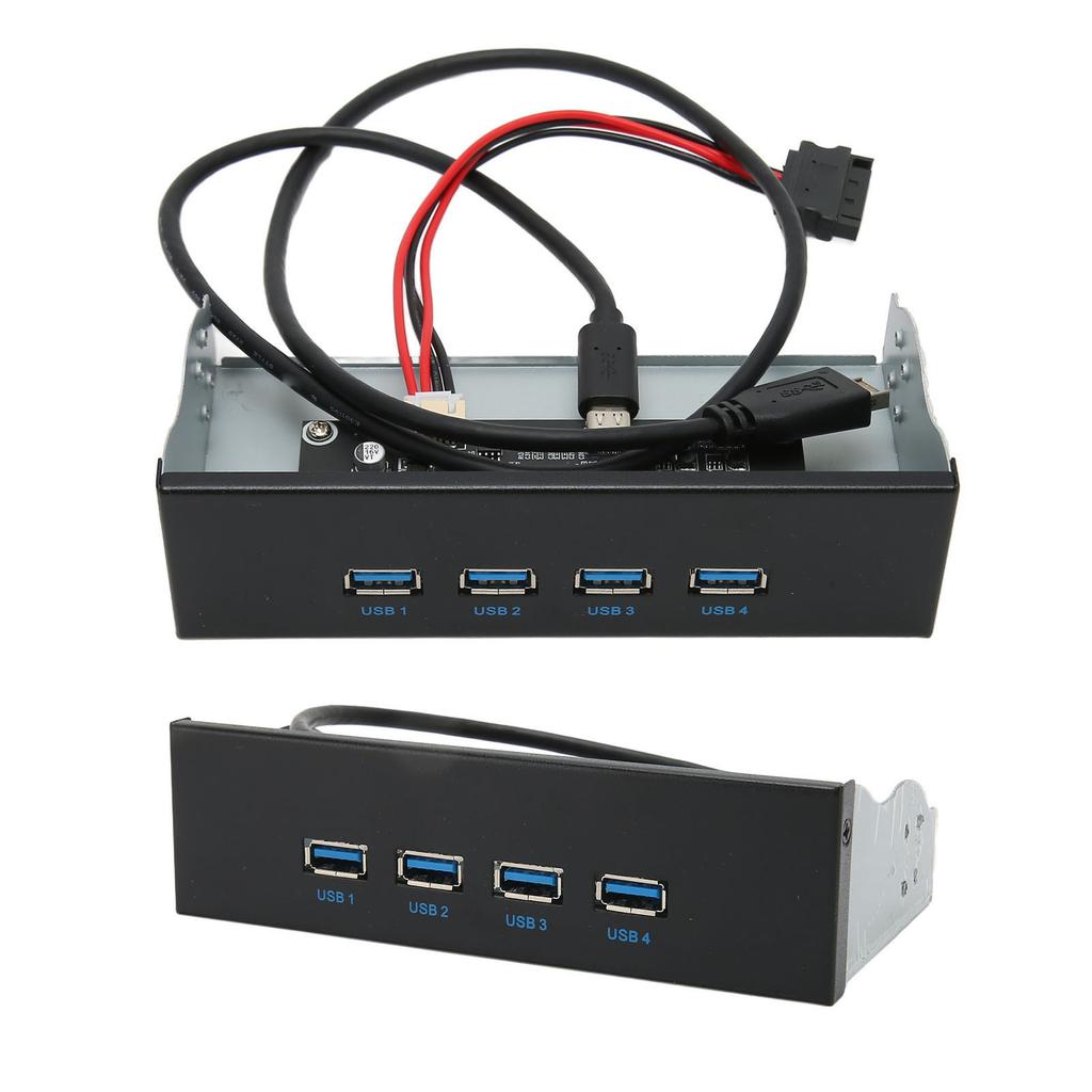 USB 3.2 Front Panel Hub 5.25in 4 Ports 10Gbps Stable Plug and Play Optical Drive Front Panel for Desktop Motherboard