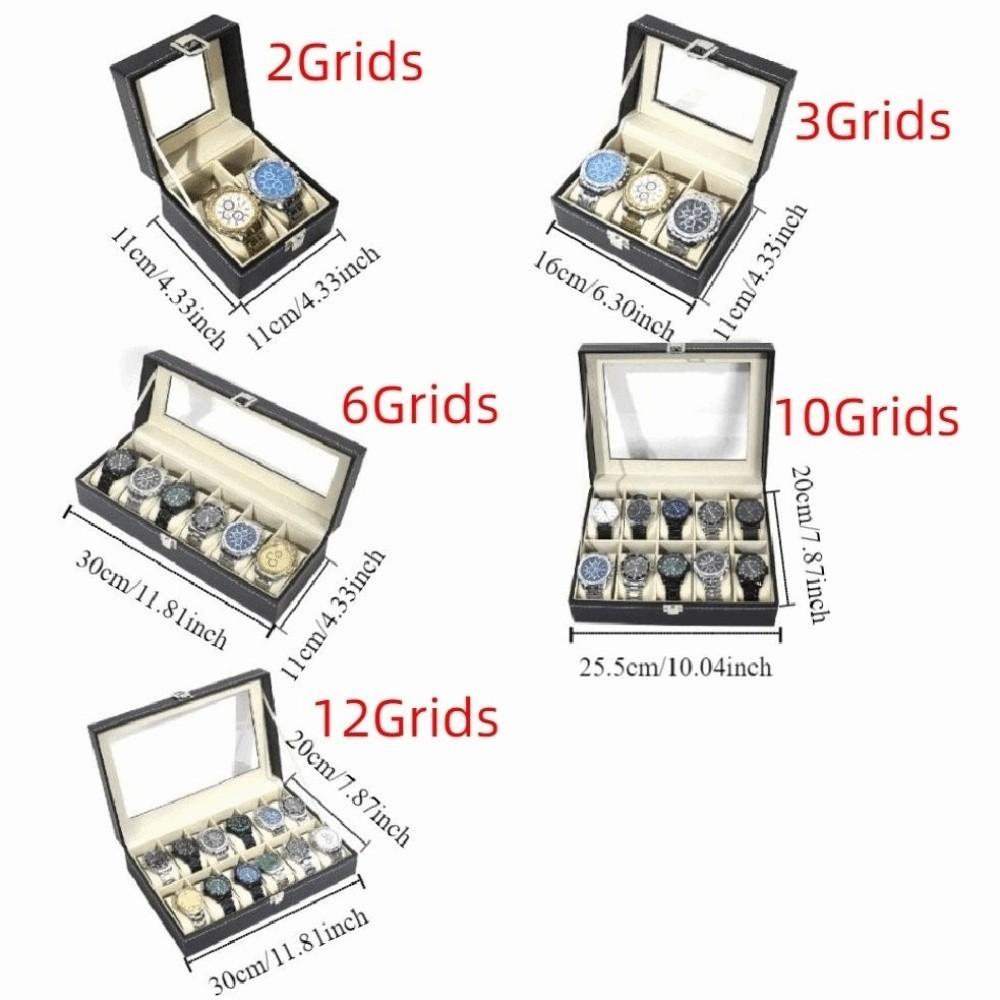 Watch Storage Box Lockable 2/3/6/10/12 Grids Jewelry Box Watch Holder Leather Flocking Cloth Watch Display Box