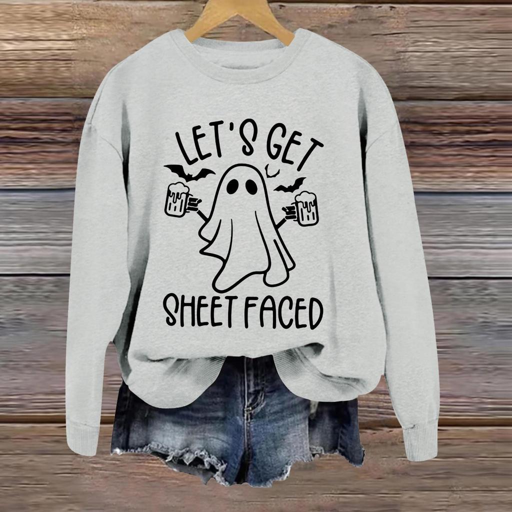 Halloween Sweatshirts For Women Cute Ghost Long Sleeve T Shirt Fashion Sweatshirt