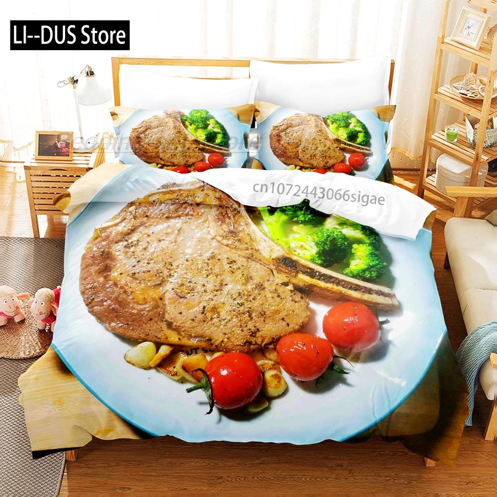 Beefsteak Bedding Set Single Twin Full Queen King Size Bed Set Aldult Kid Bedroom Duvetcover Sets 3D Print Gourmet Steak