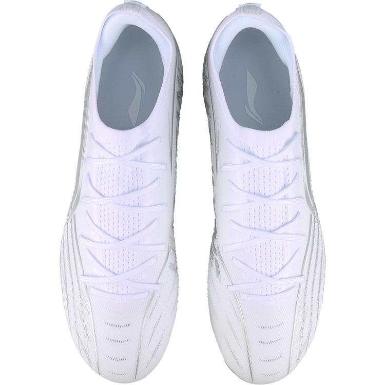 New LiNing MG Rubber Short Studs Artificial Ground Anti Slip Wear Resistant Soccer Shoes Men's White Silver YSFV025-4