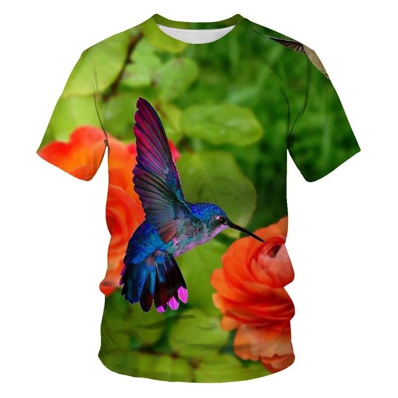 Fashion All Kinds of Birds T Shirt for Men Fun Trend Personality Printed Round Neck Tees Hip Hop Harajuku Streetwear Tops