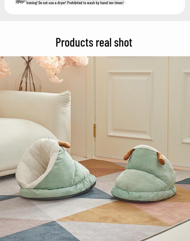 Plush Winter Warm Pet Nest: Cozy Cat & Dog Slippers, Large Space Dog House, Thickened for Comfort.