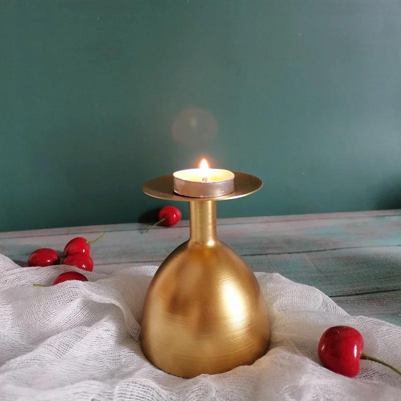 Nordischer Kerzenhalter aus Schmiedeeisen in Gold, Dekoration für Zuhause, Wohnzimmer, Esstisch, Leuchter, Hochzeit, Heimdekoration, Handwerk