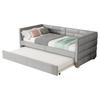 Sofa Bed 90x200 Cm, Extendable Daybed, Single & Double Bed, Children's Bed Wooden Bed with Slatted Frame, Sofa Bed Youth Bed, Grey