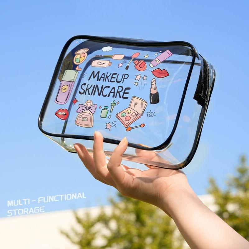Pvc Zippered Cosmetic Bag Clear Toiletry Bag For Women & Girls - Large Capacity Lightweight Travel Organizer