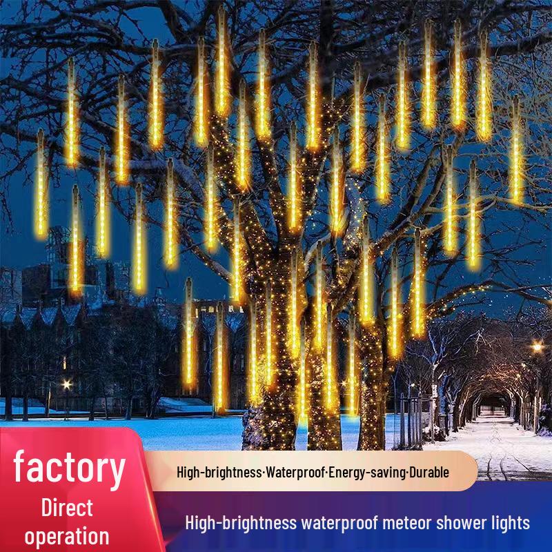 

Красочные солнечные светодиодные огни «Метеоритный дождь» для украшения уличных рождественских елок и двора Warm White