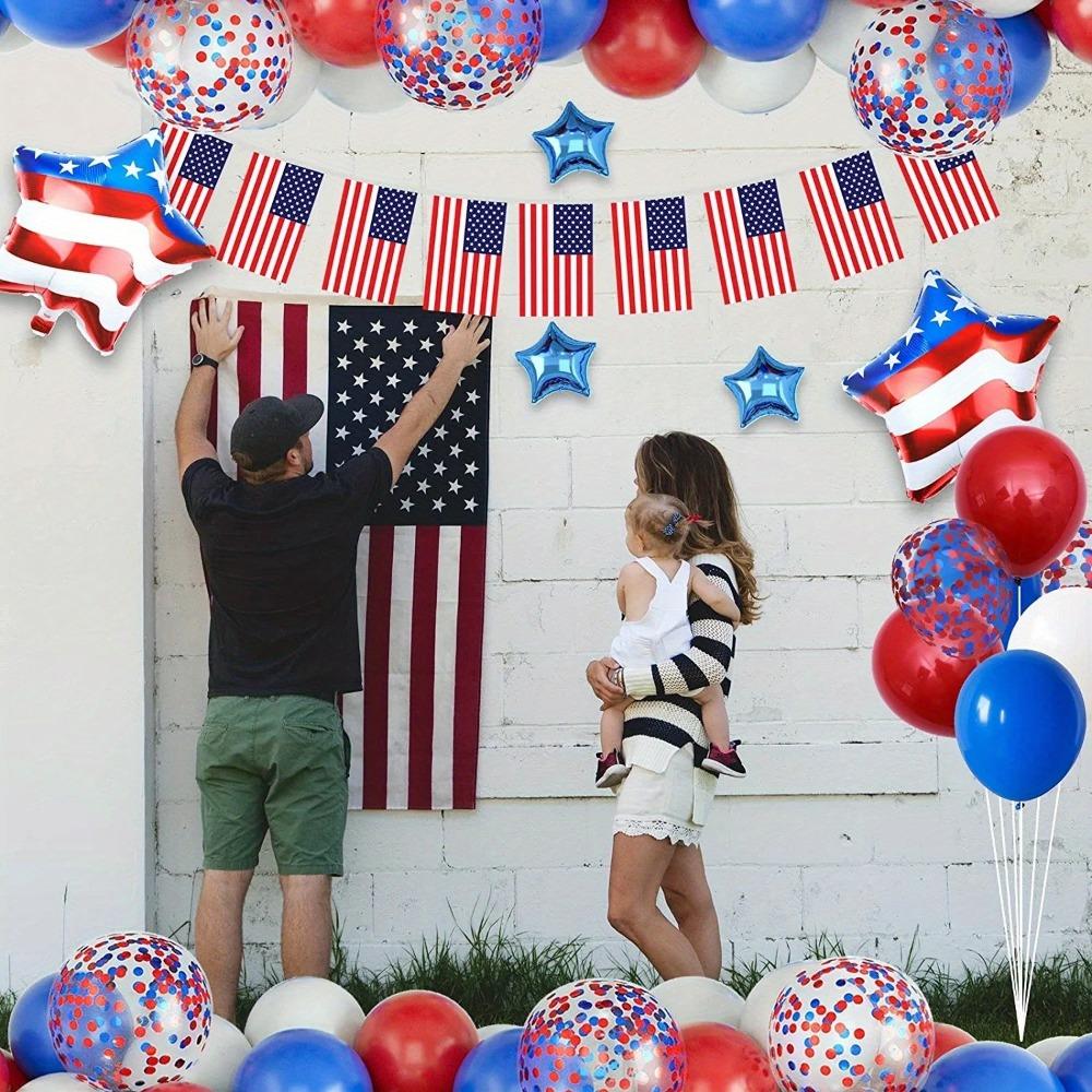 146PCS Independence Day Balloon Arch Set Blue, White, and Red Balloon Decoration for American Independence Day Patriotic Holiday