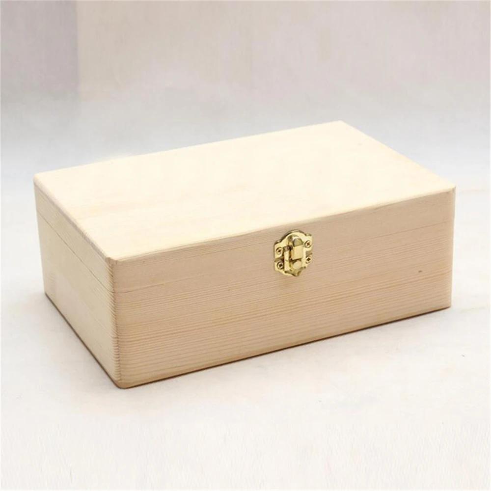 Home Storage Box Natural Wooden With Lid Golden Lock Postcard Organizer Handmade Craft Jewelry Case Wooden Box Casket NEW