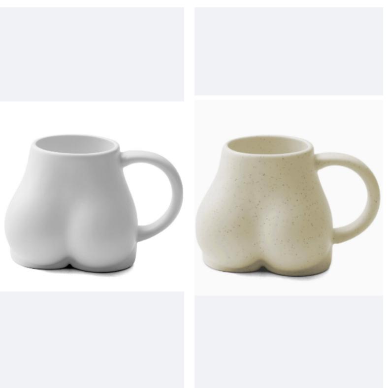 2 Pcs Funny Butt Mug Ceramic Coffee Cup Creative Personality Art Cup Drinking Water Mug Coffee Cups