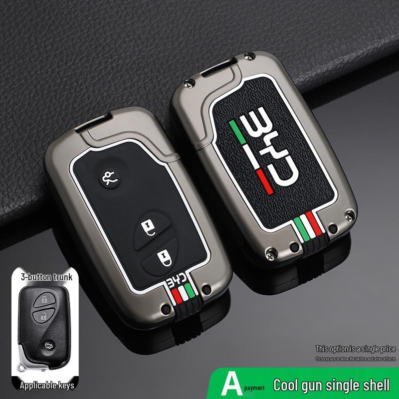 BYD Car Key Cover for F3, FO, E6, M6, G3, L3, Tang, S6, and S7 - Metal Shell Case and Buckle