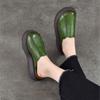 Johnature Vintage Genuine Leather Thick Soled Outdoor Slippers Round Toe Women's Slip-on Shoes