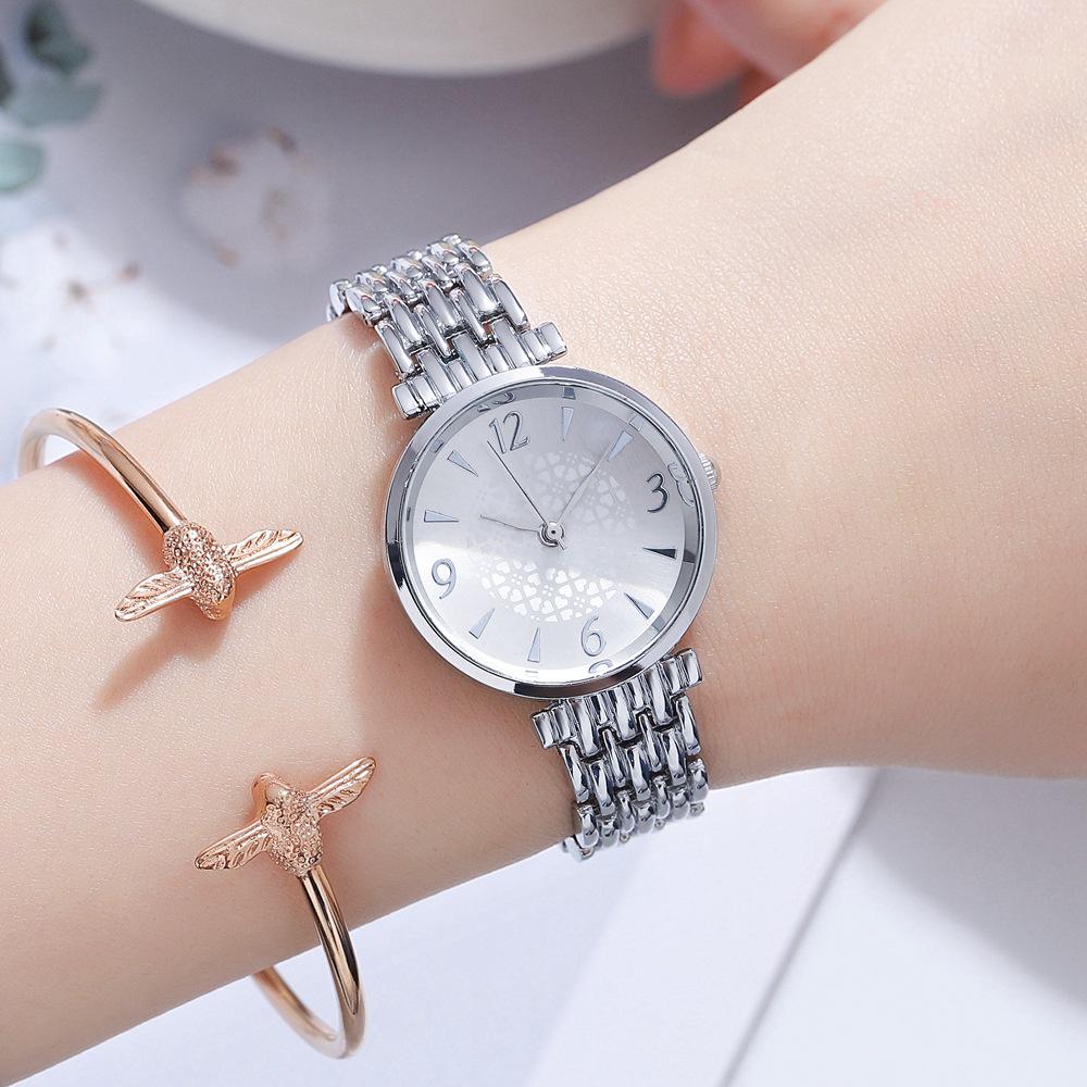 Douyin's Top Pick: Slim Steel Strap Women's Quartz Digital Wristwatch