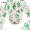 Juego de dados poliédricos de Metal hueco, dados de Metal verde plateado, 7 Uds., adecuado para juegos de rol, juego de mesa de cartas