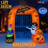 12FT Party Holiday DIY Decoration Giant Halloween Inflatable Pumpkin Arch Toy Witch Ghost LED Lights Yard Supplies Home Ornament
