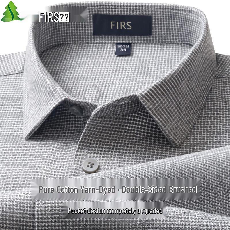 Camisa de Manga Larga FIRS para Hombre de Algodón Cepillado Fácil Cuidado
