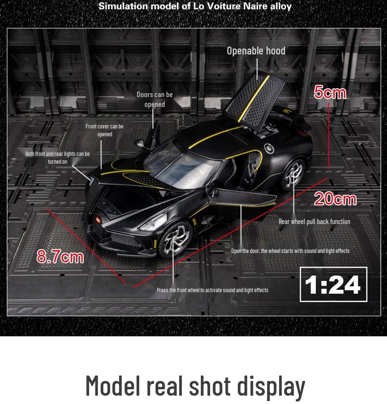 Black Mamba Bugatti H2013 Model: Alloy Sports Car Ornament with Sound & Light for Boys