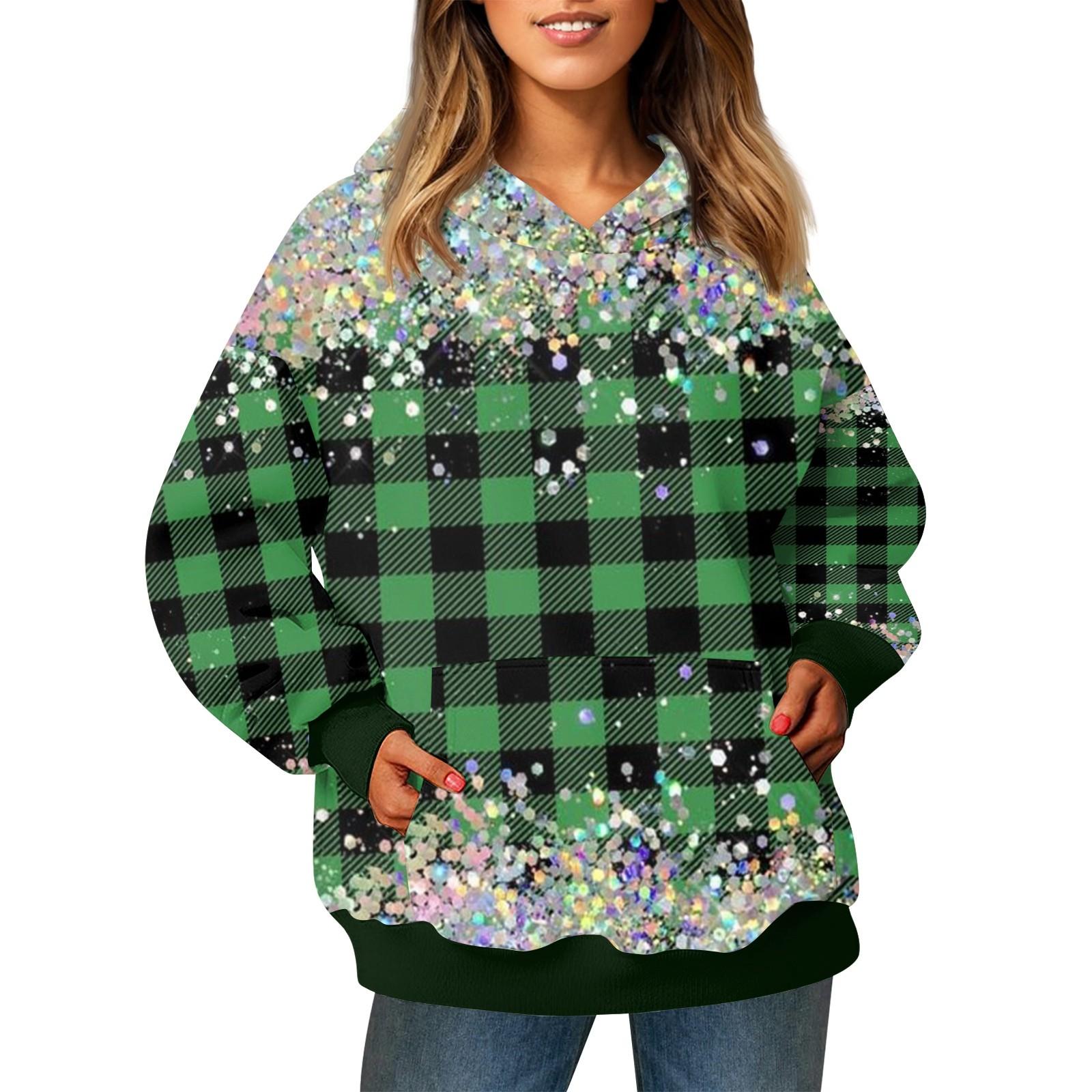 

Женский модный свитер с длинными рукавами и рождественским принтом, с капюшоном и карманом L