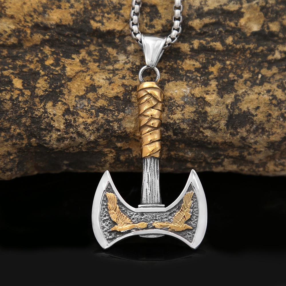 New Hot Selling Personalized Retro Crow Axe Titanium Steel Pendant Necklace