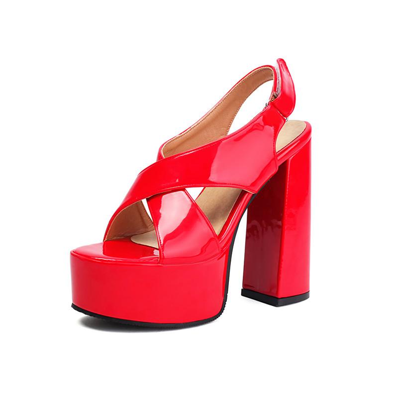 Women's High-heeled Sandals Sexy European and American Style Summer New Waterproof Table Thick Heel Large Size Solid Color Sandals
