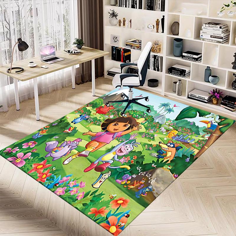 Dora'S Colorful Adventure Carpet For Playroom Bedroom Living Room Sofa Home Decorkids Game Area Rug Nonslip Floor Mat