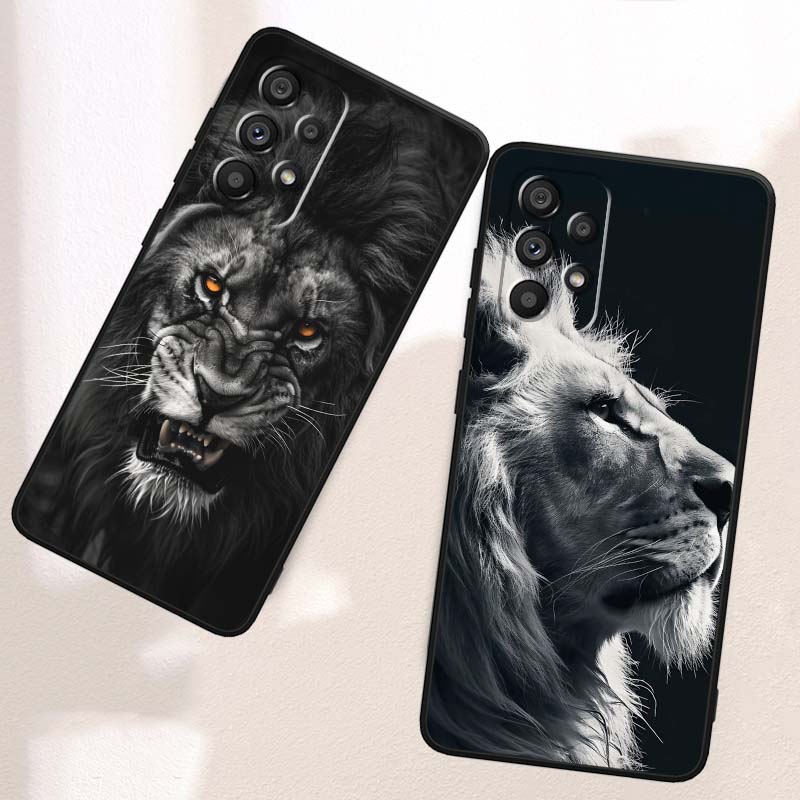 Löwe Bär Katze Cool Für Samsung A73 A72 A71 A55 A54 A53 A52 A51 A13 A22 A16 A15 A12 A14 A26 A07 5G Schwarze Handyhülle