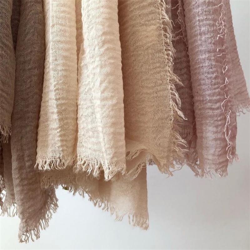 180*90cm Women Cotton Linen Crinkle Scarf Shawl Hijab Long Headscarf Scarves Head Wraps Solid Color Scarves Female Plain Head Scarf