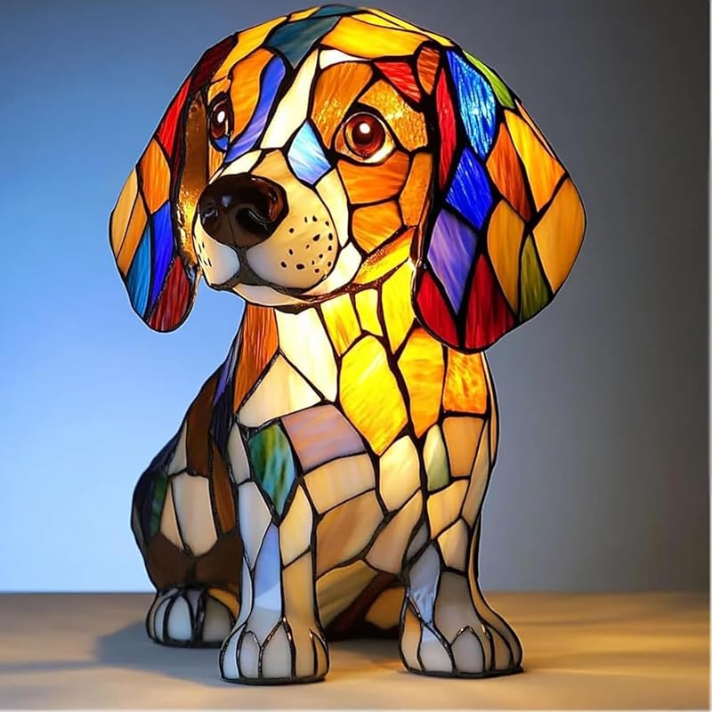 Cat Lamp, Resin Cat Lamp Stained Glass, Retro Cats Tabletop Night Light, Animal Table Lamps Series, Small 3D Cute Pet LED Table Lamps, Gift for Cats