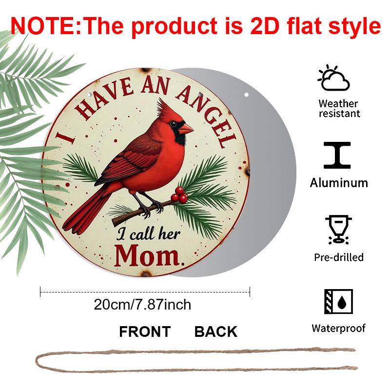 

2D Flat 1pc, 8x8 in, Aluminum Metal Printed Signage, Round Wall Decoration, Mother Angel in Heaven Decorated Plaque, Ideal for Home and Office 1pc