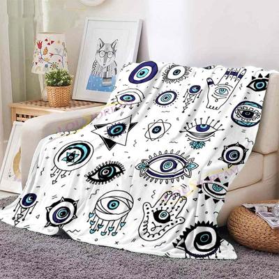 Nazar Battaniyesi Türk Nazar Manevi Sanat Battaniye Vintage Orta Yüzyıl Flanel Battaniye Kanepe Sandalye Atma Battaniye Seyahat Battaniyesi