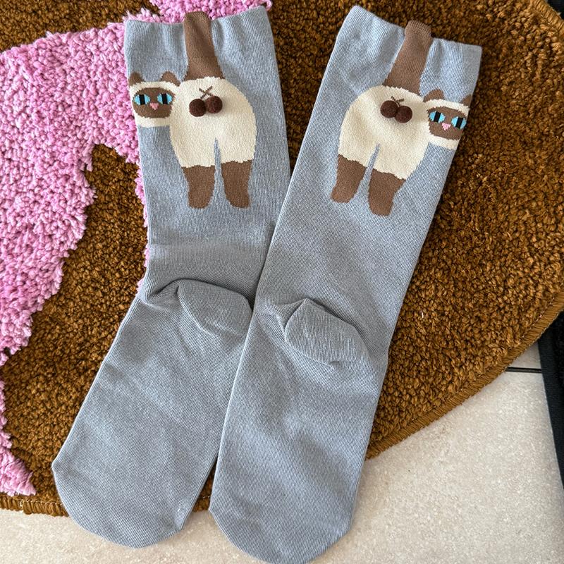 1 Paar Druck Bequem Mehrteilig Hautfreundlich Cartoon Warm Tier Ei Socken Leichtes Gefühl Bunt Niedlich Täglich Atmungsaktiv