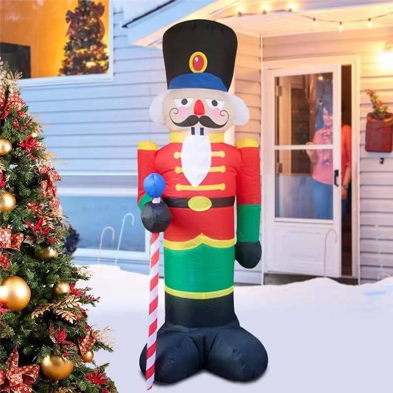 Christmas Inflatable Decoration Toy Nutcracker Built-in LED Lights Inflatable Model Outdoor Ornament Xmas Party New Year