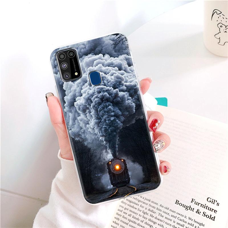 Custodia per telefono Black Animal per samsung M31 custodie soft silicone  cartoni animati dipinto copertina del telefono per Samsung Galaxy M31  SM-M315F 6.4 pollici Cute Cat Bumper acquista in modo economico — spedizione