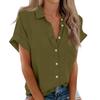 Damen Kurzarmhemden Einfarbig Casual Button Down Bluse Tops Mit Brusttasche