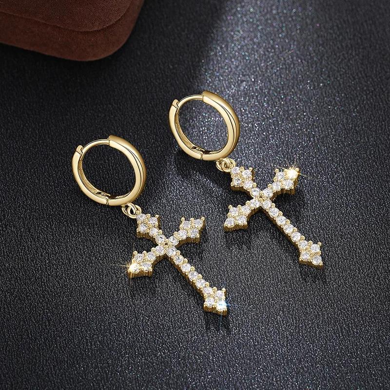 High-End Small Cross Earrings For Women Sparkling Zircon Inlay Daily Style Personalized Jewelry