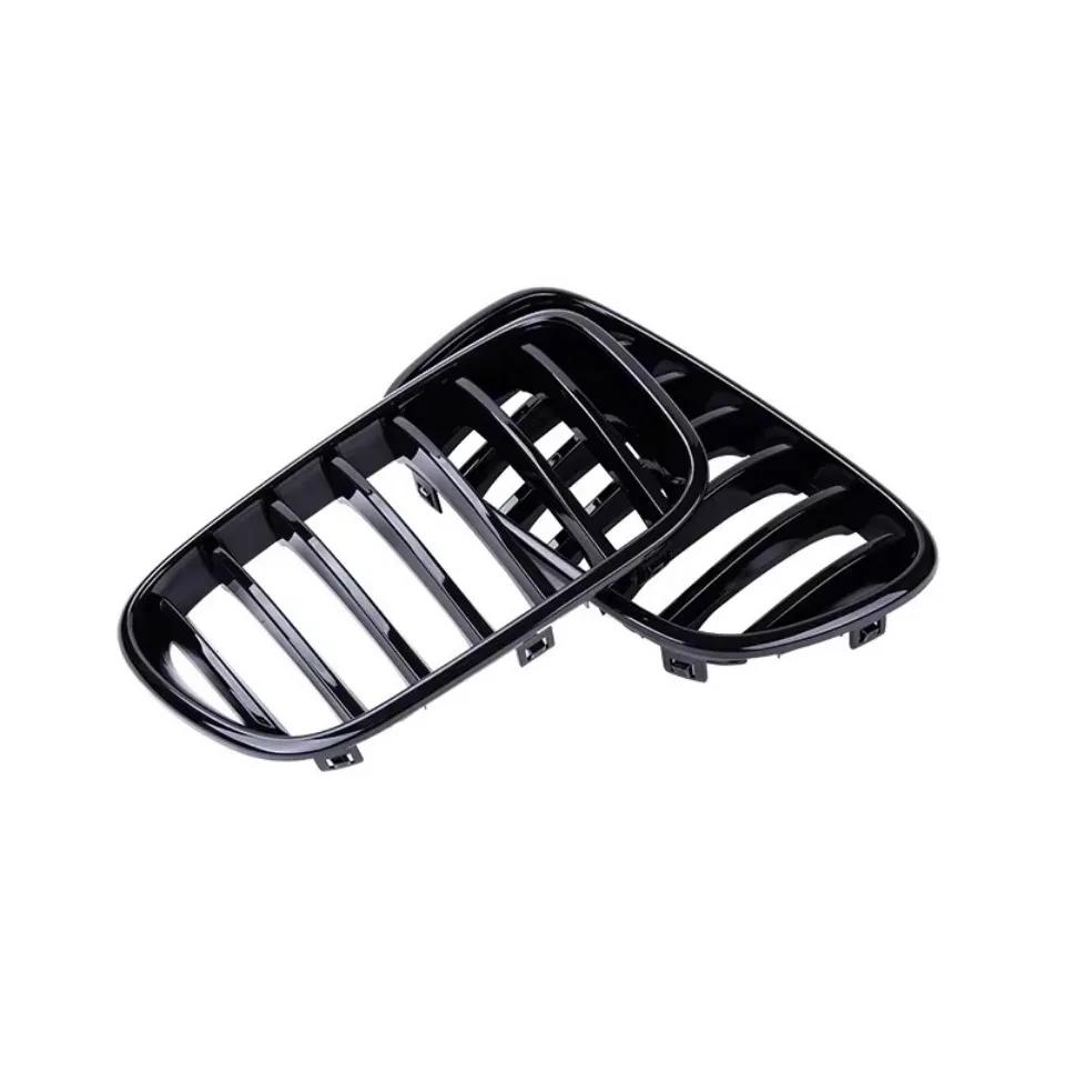All Black Single Line Style Front Bumper Grilles For BMW X3 F25 2010-2013 Silver Diamonds Style Racing Double Slat Grills