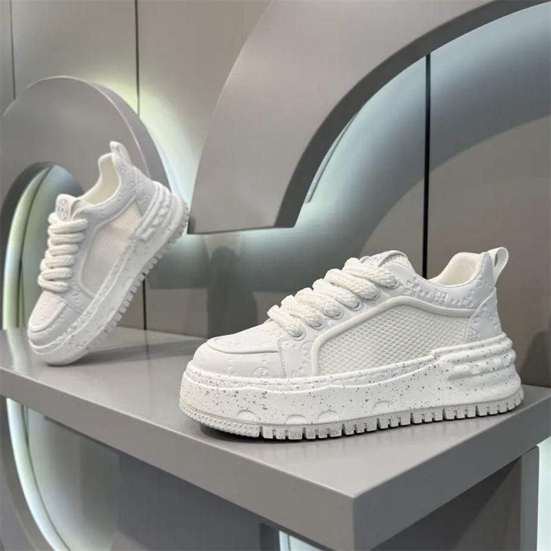 2026 Summer Trendy Mid-Top Sneakers - Breathable Mesh Platform Shoes with Elevated Comfort, Versatile Athleisure Design for Urban Street Style