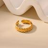 Classic Wheat Ear Leaf Rings For Women Gold Plated Stainless Steel Geometric Adjustable Ring Wedding Christmas Jewelry Gift