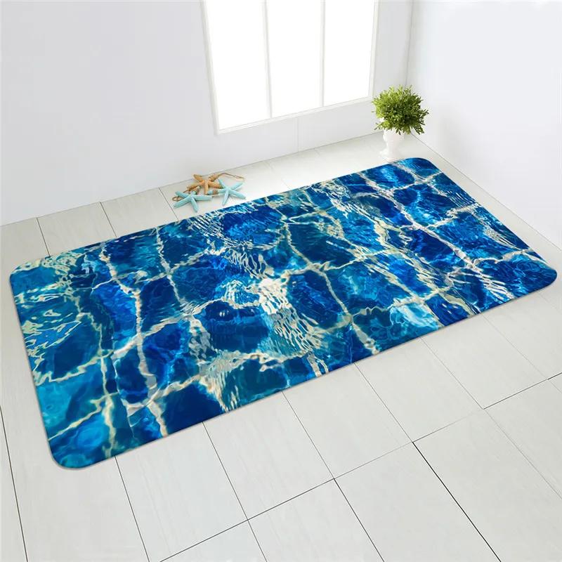 Sea Beach Sand Wave Kitchen Carpet Entrance Door Mat Bedroom   Bathroom Absorbent Non-slip Long