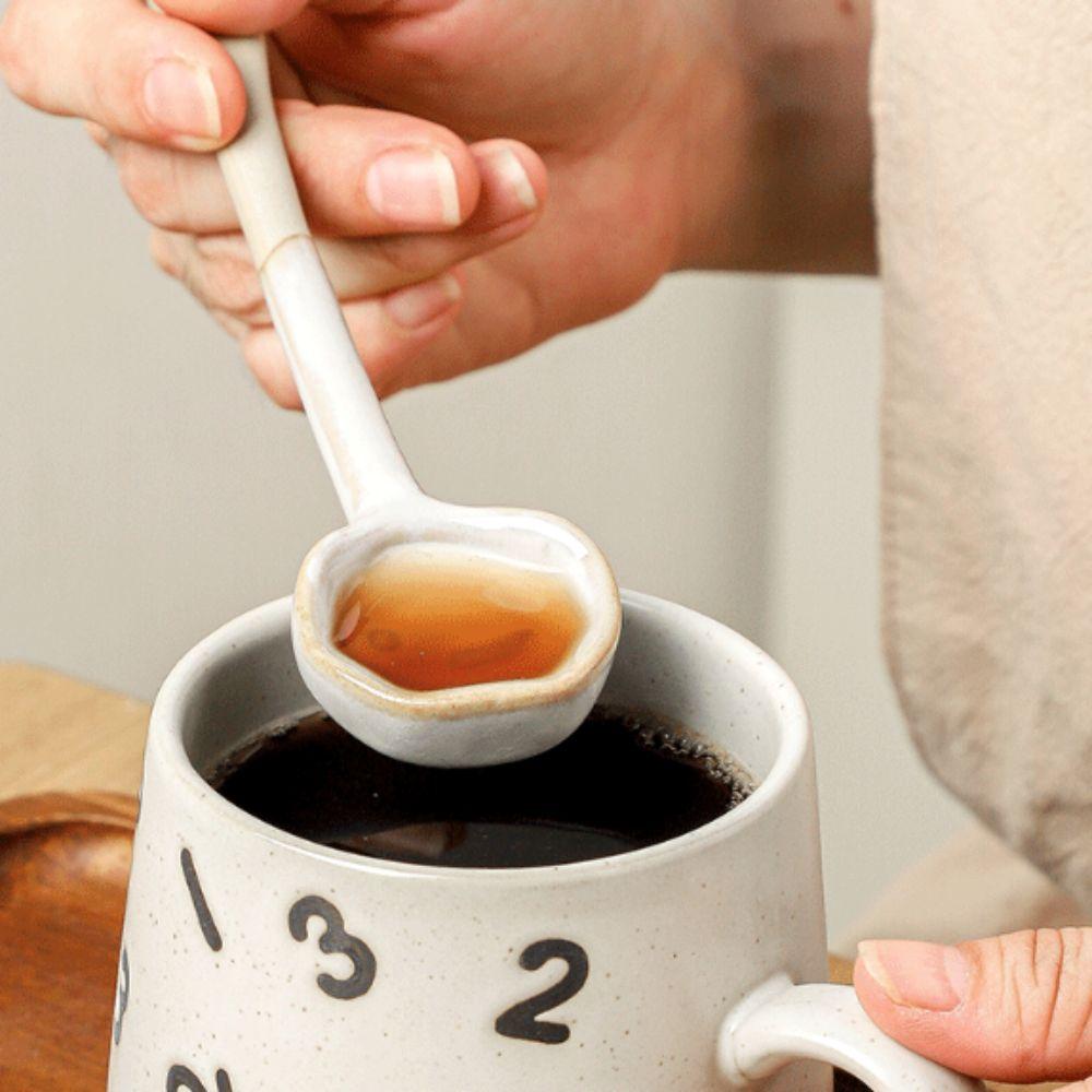 4PCS Under-glaze Painting Coffee Stirring Spoon Handmade Dessert Spoon Soup Spoon Afternoon Tea
