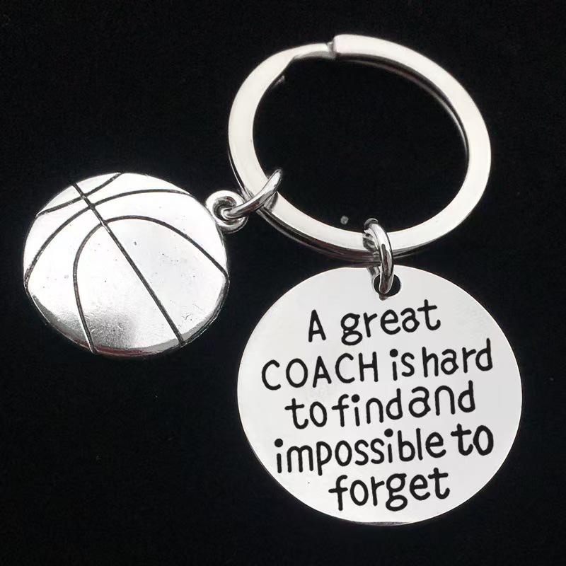 Stainless Steel Engraved Keychain for Coaches: Basketball & Football Grad Gift.