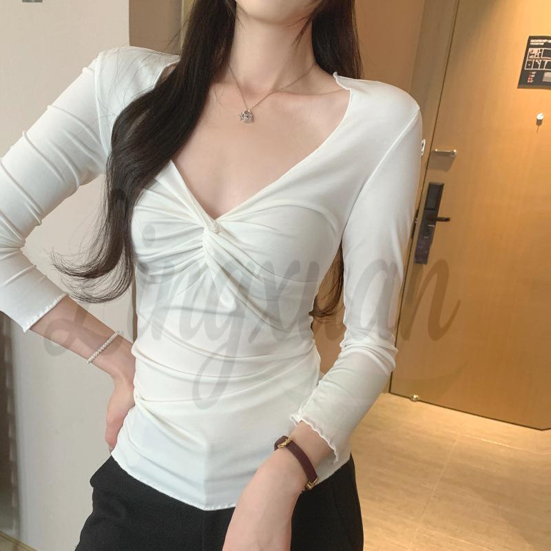 

Women s Spring Tencel V-Neck Three-Quarter Sleeve Shirt M белый