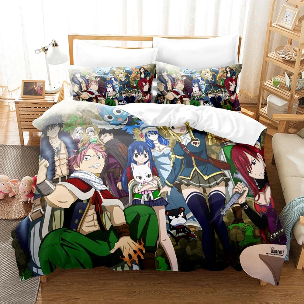 Fashion 3D Printing Anime Fairy Tail Bedding Set Boys Girls Twin Queen Size Duvet Cover Pillowcase Bed Kids Adult Home Textile