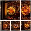 Warm Yellow Glow Pumpkin Hanging Lamp Ghost Silhouette Light  Holiday House Decoration