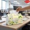1pc 2D Flat Tissue Box, Printed On Both Sides, Vintage Botanical Floral Design White Peony Flower Yellow, Durable Polyester, Kitchen, Living Room, Bed