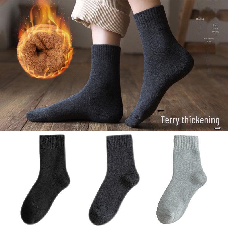 "Plush Thick Winter Mid-Tube Terry Socks: Cold-Resistant Towel Floor Socks for Men and Women"