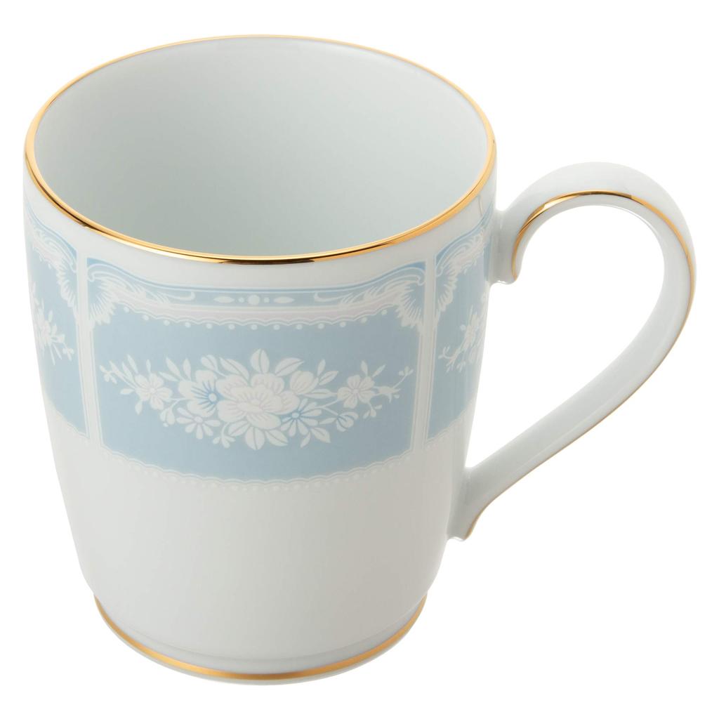 Noritake Mugs (Color-Changing Pair Set) 280cc Lacewood Gold, Blue and Pink Fine Porcelain, P9755A/1507-14