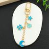 European-American Drip Oil Blue Star & Four-Leaf Clover Keychain Pendant